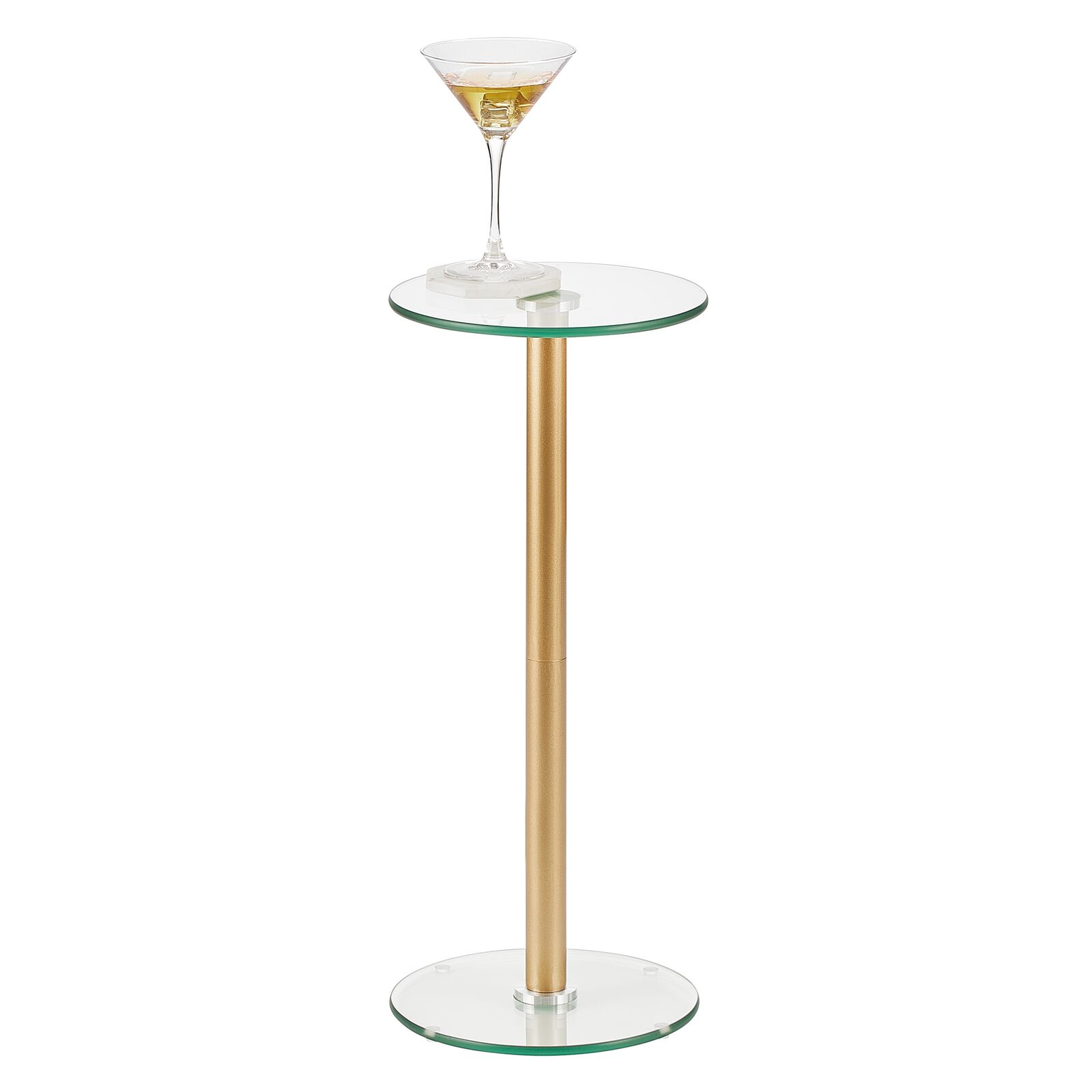 mDesign Metal and Glass Top Round Accent Side/End Drink Table Soft
