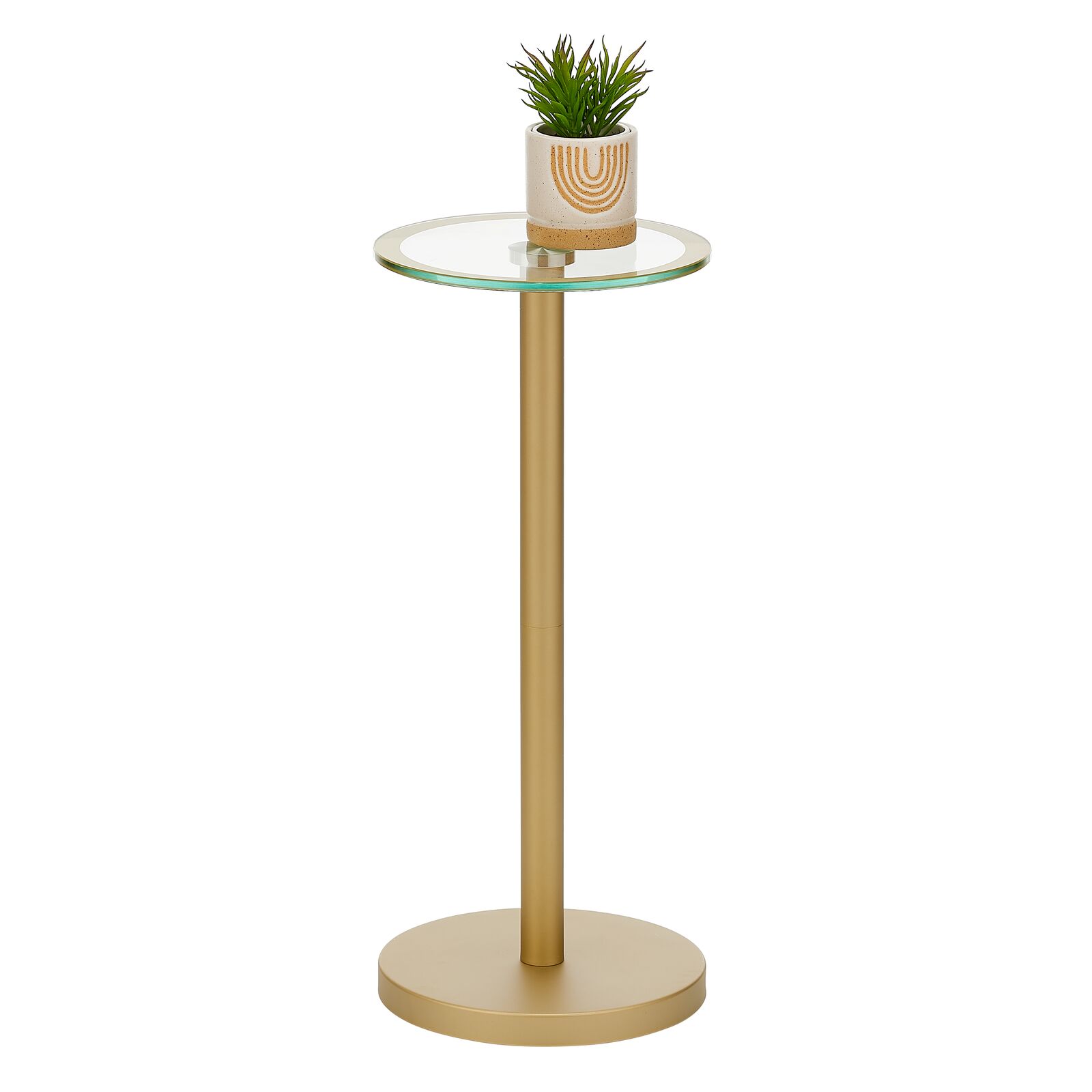 mDesign Metal and Glass Top Round Accent Side/End Drink Table Soft