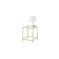 thumbnail image 1 of mDesign Glass Top Side/End Table - Small Minimalistic Square Geometric Accent Metal Nightstand Furniture for Living Room, Dorm, Home Office, and Bedroom - Soft Brass, 1 of 7