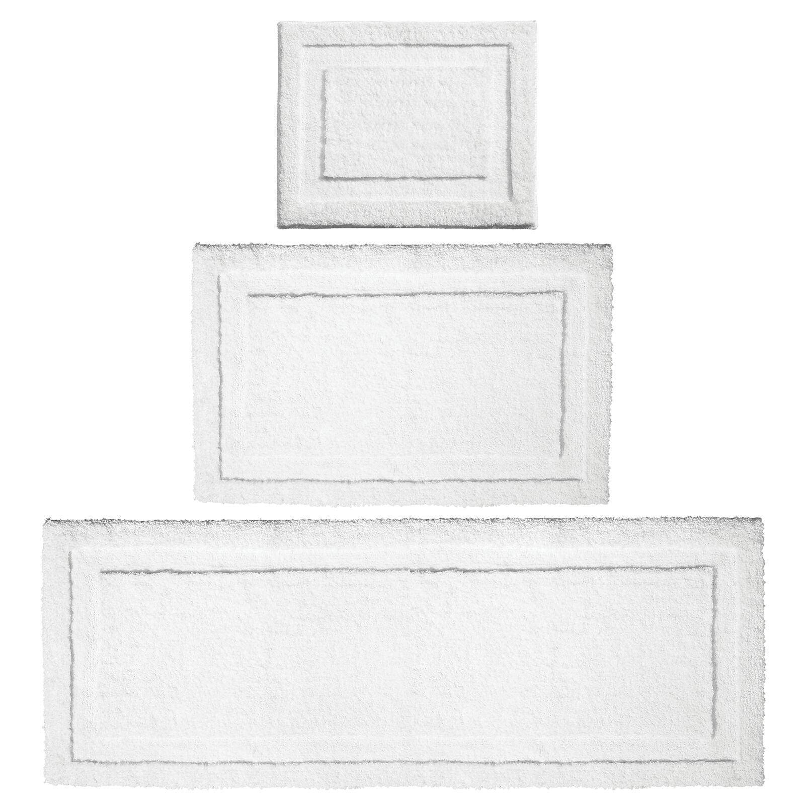 mDesign Microfiber Bath Mats - 3 Piece Bathroom Rugs - Set of 3 - Bright White
