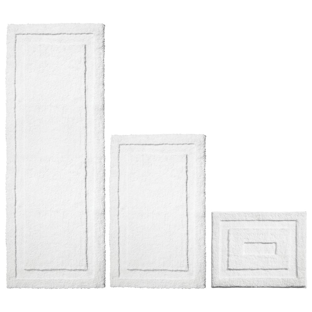 mDesign Microfiber Bath Mats 3 Piece Bathroom Rugs Set of 3 White