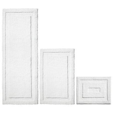mDesign Microfiber Bath Mats - 3 Piece Bathroom Rugs - Set of 3 - White