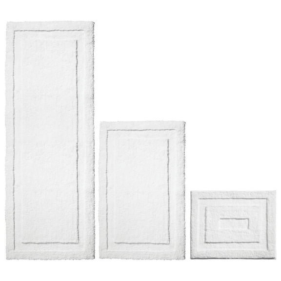 mDesign Microfiber Bath Mats - 3 Piece Bathroom Rugs - Set of 3 - White