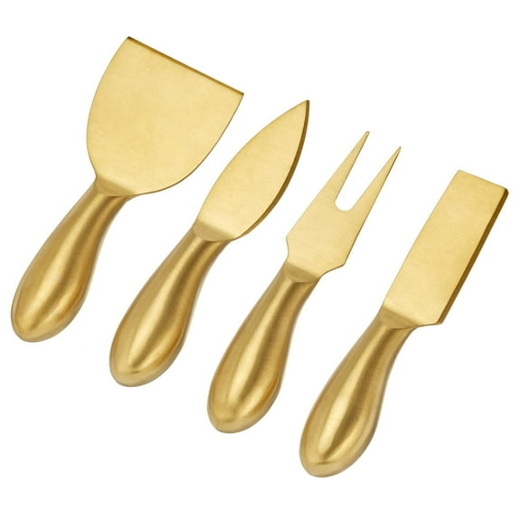mDesign Mini 4-Piece Charcuterie Board Cheese Knife Utensil Set - Soft Brass