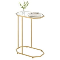 mDesign Mirror Accent Side/End Table Desk and Tray Furniture Unit - Soft Brass