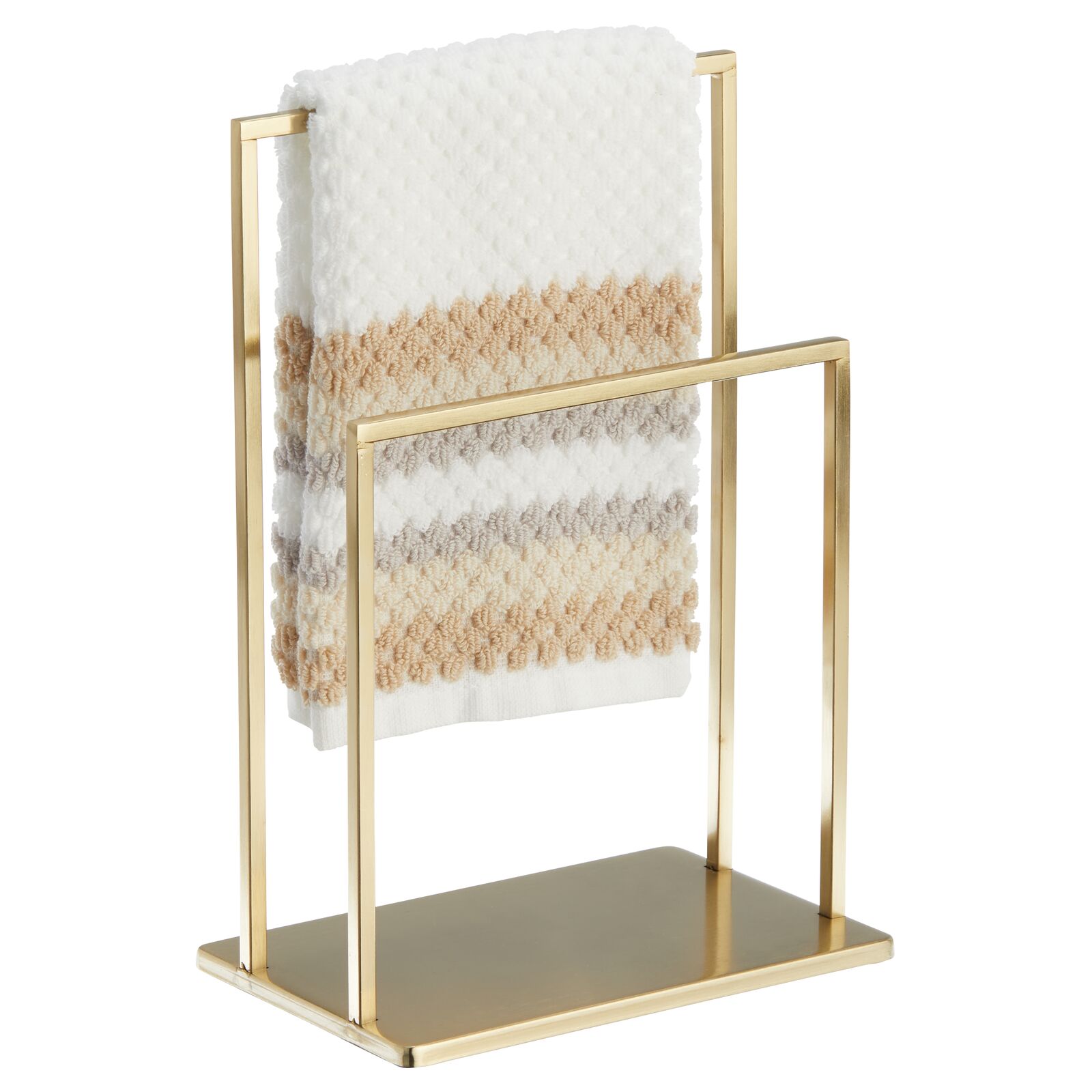 mDesign Modern Fingertip Towel Holder Stand for Bath Countertops, Soft Brass