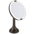 thumbnail image 1 of mDesign Modern Motion Sensor LED Lighted Makeup Bathroom Vanity Mirror, Large 8" Round, 3X Magnification, Hands-Free, Rechargeable and Cordless - Bronze, 1 of 7