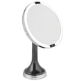 thumbnail image 1 of mDesign Modern Motion Sensor LED Lighted Makeup Bathroom Vanity Mirror, Large 8" Round, 3X Magnification, Hands-Free, Rechargeable and Cordless - Gray/Chrome, 1 of 8