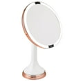 thumbnail image 1 of mDesign Modern Motion Sensor LED Lighted Makeup Bathroom Vanity Mirror, Large 8" Round, 3X Magnification, Hands-Free, Rechargeable and Cordless - White/Rose Gold, 1 of 8
