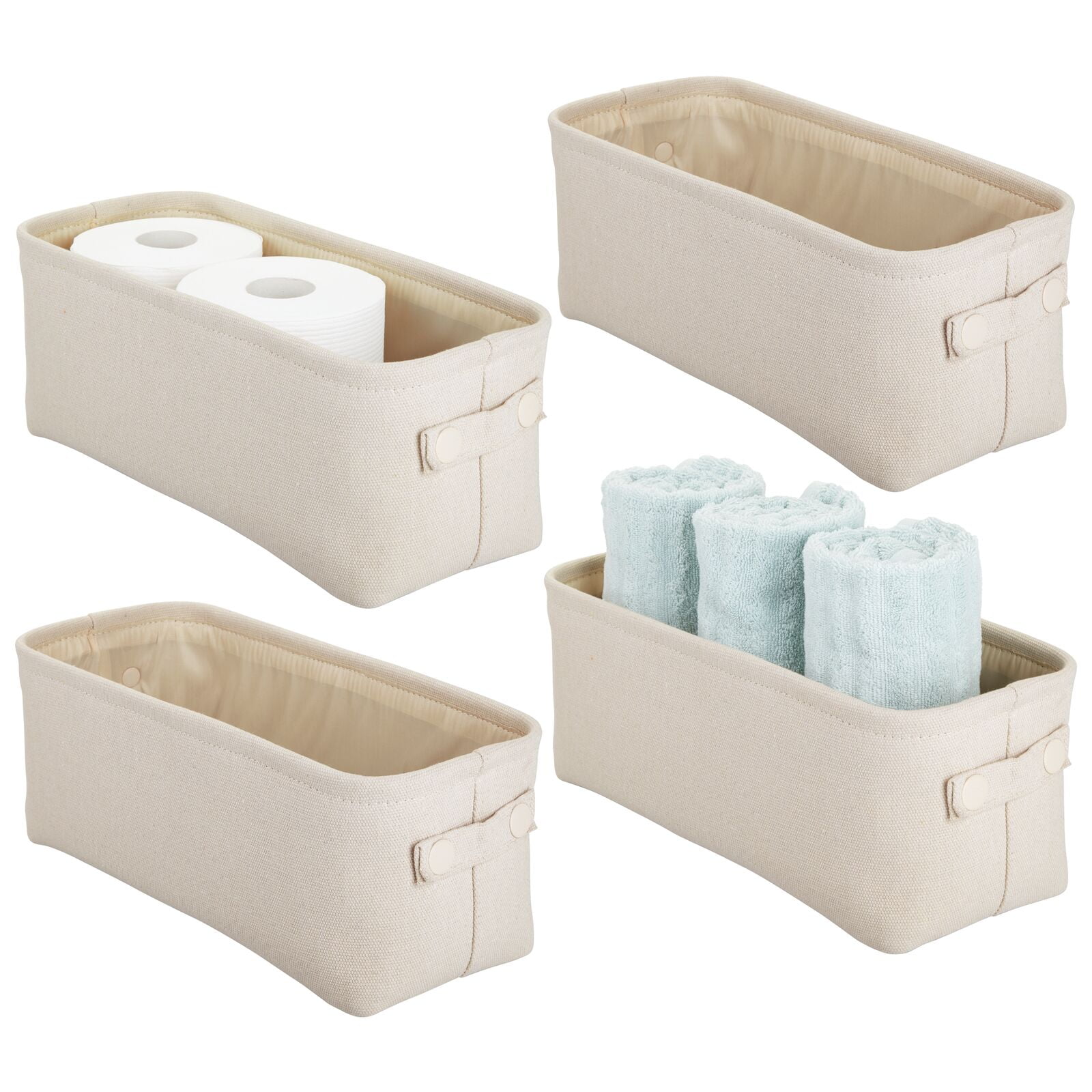 mDesign Narrow Fabric Storage Bin Basket with Handles for Bathroom Closet,  Vanity, Cabinet, Cubby, Countertop, Tall Slim Baskets for Towels, Toilet  Tissue, Crane Collection - Light Gray Light Gray 10.5 x 6.5 x 9