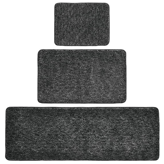 mDesign Non-Slip Microfiber Polyester Heathered Rugs, Set of 3 - Charcoal Gray