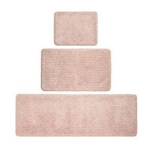 mDesign Solid Print Light Pink Polyester Bath Rugs, 1' x 2', 3 Pieces