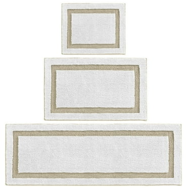 mDesign Non-Slip Microfiber Polyester Spa Mat/Rugs, Set of 3, White/Linen/Tan