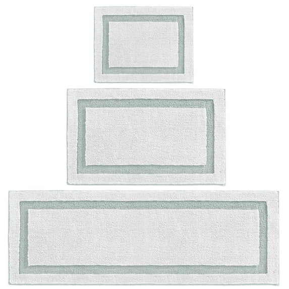 mDesign Non-Slip Microfiber Polyester Spa Mat/Rugs, Set of 3, White/Water Blue