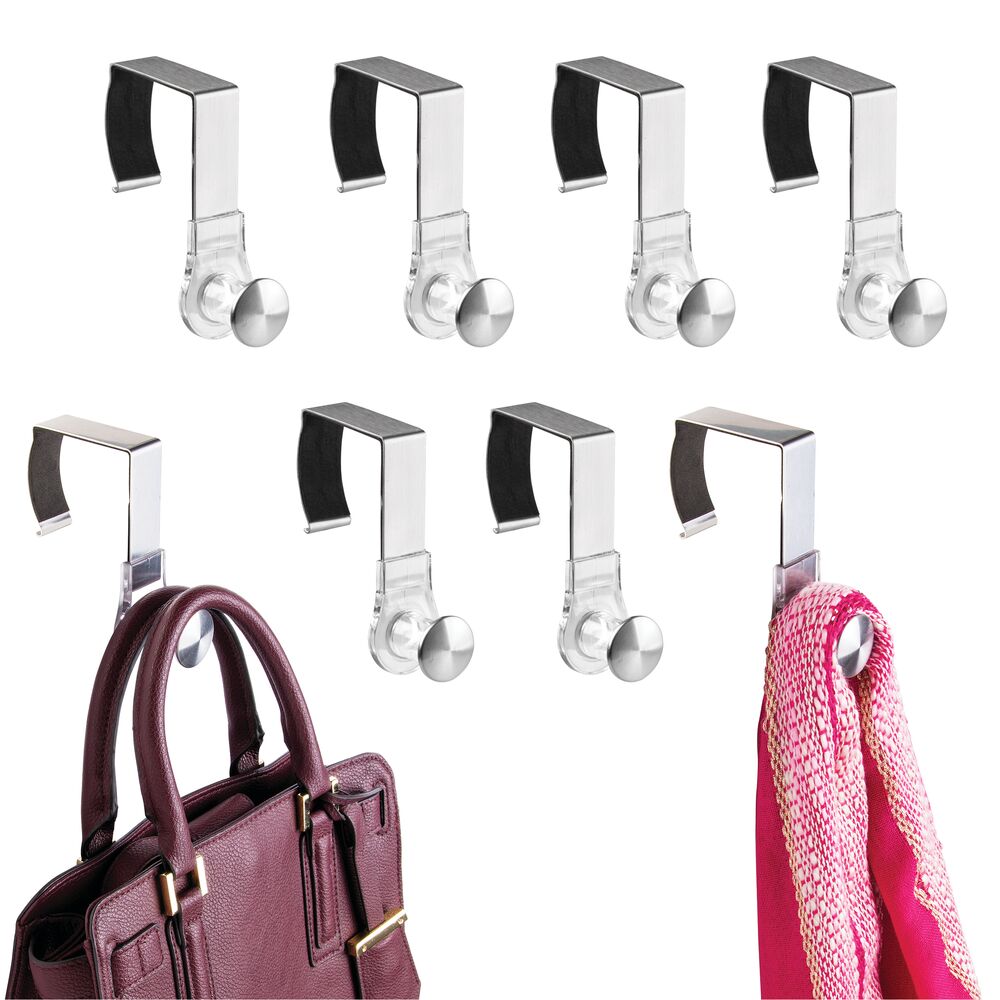 mDesign Office Over the Cubicle Storage Organizer Hooks, 8 Pack - Clear/Brushed - image 1 of 7