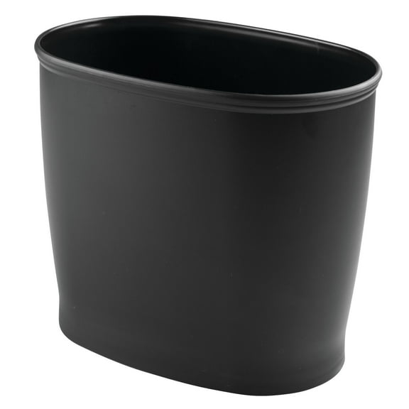 mDesign Plastic 2.25 Gallon Slim Trash Can Garbage Wastebasket Bin, Black