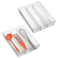 thumbnail image 1 of mDesign Plastic 3-Section Drawer Kitchen Utensil Organizer Tray, 2 Pack, Clear, 1 of 7