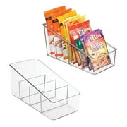 mDesign Plastic 4-Section Food Packet Kitchen Organizer Bin - 2 Pack, Clear