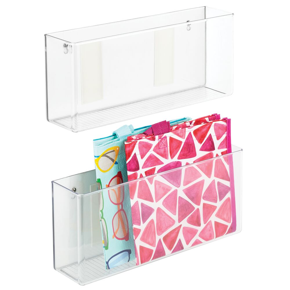 mDesign Plastic Adhesive Wall Mount Kitchen Organizer, 16" Wide 2