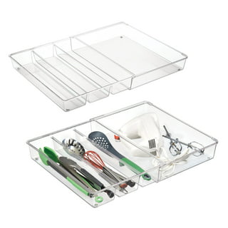 mDesign Expandable Plastic Spice Rack Drawer Organizer, 3 Tiers, 2 Pack -  Clear 