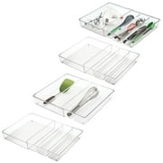 mDesign Plastic Adjustable/Expandable Drawer Storage Organizer, 4 Pack, Clear
