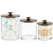 mDesign Plastic Apothecary Canister Jar Organizer - Set of 3 - Clear/Bronze