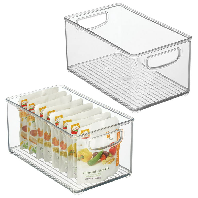 mDesign Plastic Baby Food Storage Organizer Bin with Handles, 2 Pack, Clear