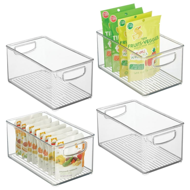 mDesign Plastic Baby Food Storage Organizer Bin with Handles, 4 Pack, Clear