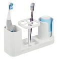 thumbnail image 1 of mDesign Plastic Bathroom Countertop Toothbrush Storage Organizer Stand - White, 1 of 6