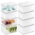 thumbnail image 1 of mDesign Plastic Bathroom Stackable Organizer Bin Box, Hinged Lid, 8 Pack, Clear, 1 of 8
