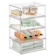thumbnail image 1 of mDesign Plastic Bathroom Storage Organizer Box, Pull-Out Drawer, 4 Pack, Clear, 1 of 9