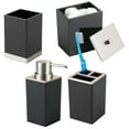 thumbnail image 1 of mDesign Plastic Bathroom Vanity Organizers, Set of 4, Black/Brushed Chrome, 1 of 8