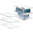 thumbnail image 1 of mDesign Plastic Bedroom Closet Storage Organizer Box, Hinge Lid, 2 Pack, Clear, 1 of 9