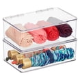 thumbnail image 1 of mDesign Plastic Bedroom Closet Storage Organizer Box, Hinged Lid, 2 Pack, Clear, 1 of 8