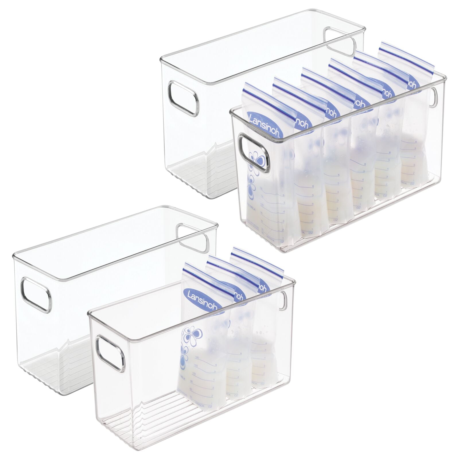 mDesign Plastic Breast Milk Storage Container with Handles 4 Pack