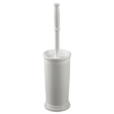 mDesign Plastic Compact Bathroom Toilet Bowl Brush and Holder - Light Gray