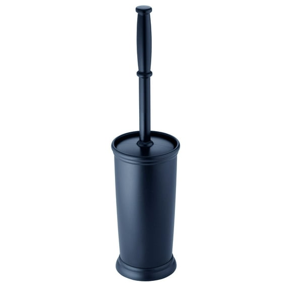 mDesign Plastic Compact Bathroom Toilet Bowl Brush and Holder - Navy Blue