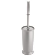 mDesign Plastic Compact Bathroom Toilet Bowl Brush and Holder - Silver