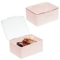 thumbnail image 1 of mDesign Plastic Cosmetic Storage Organizer Box, Lid, 2 Pack, Light Pink/Clear, 1 of 9
