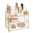 thumbnail image 1 of mDesign Plastic Cosmetic Storage Organizer Caddy, 16 Section - Soft Brass/Clear, 1 of 7
