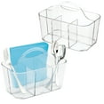 thumbnail image 1 of mDesign Plastic Cutlery Storage Organizer Caddy Bin Tote, Handle, 2 Pack - Clear, 1 of 9
