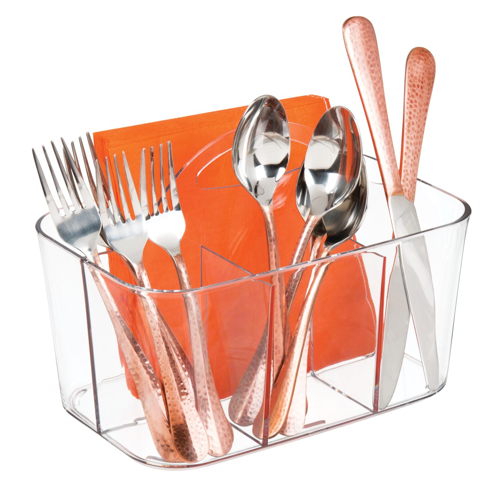 mDesign Plastic Cutlery Storage Organizer Caddy Bin Tote with Handle