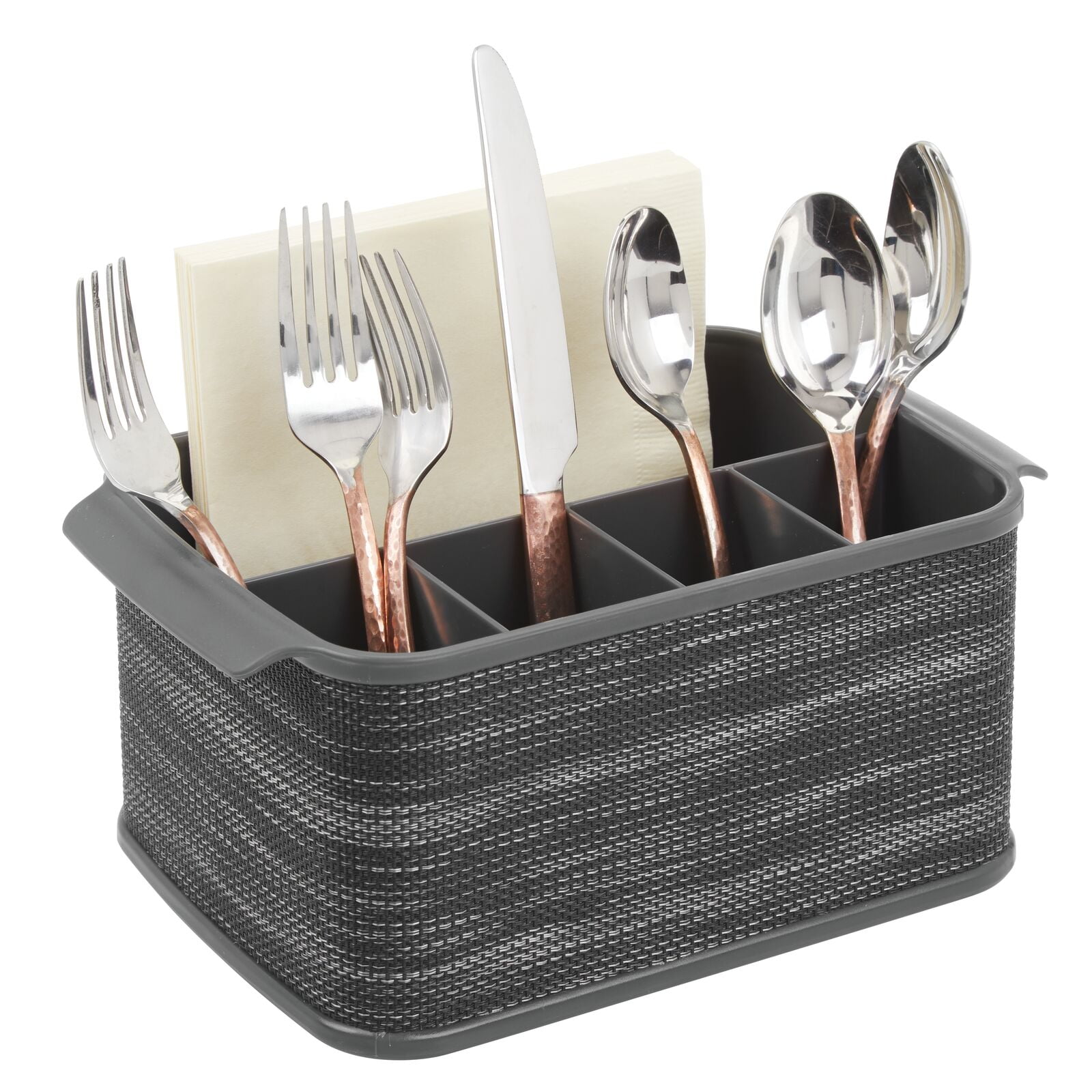mDesign Plastic Cutlery Storage Organizer Caddy Tote Bin Charcoal