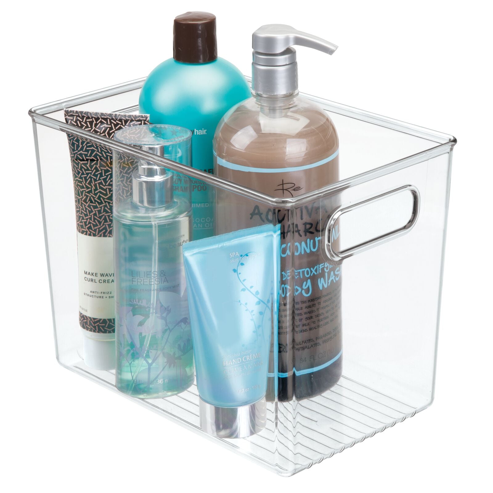 mDesign Plastic Deep Bathroom Storage Bin with Handles for Organizing