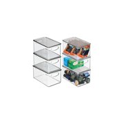 mDesign Plastic Deep Kitchen Storage Bin Box, Lid/Handles, 6 Pack, Clear/Gray