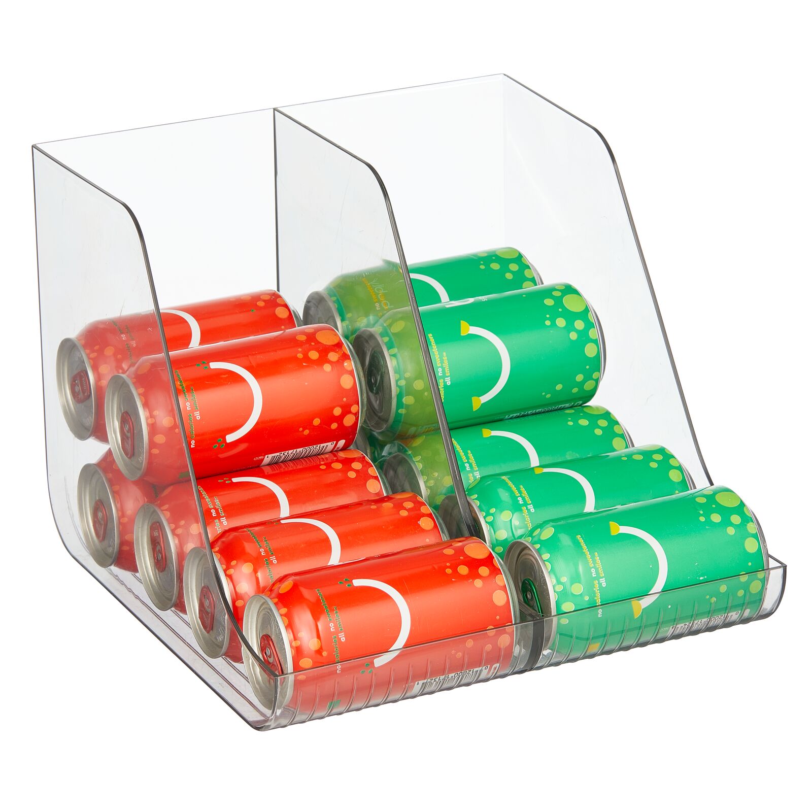 mDesign Plastic Divided Beverage Can Storage Dispenser for Kitchen