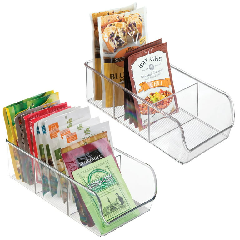 Large Plastic Transparent Food Packet Organizer Caddy Storage Station For  Kitchen Pantry Cabinet Countertop Holds Spice Pouches