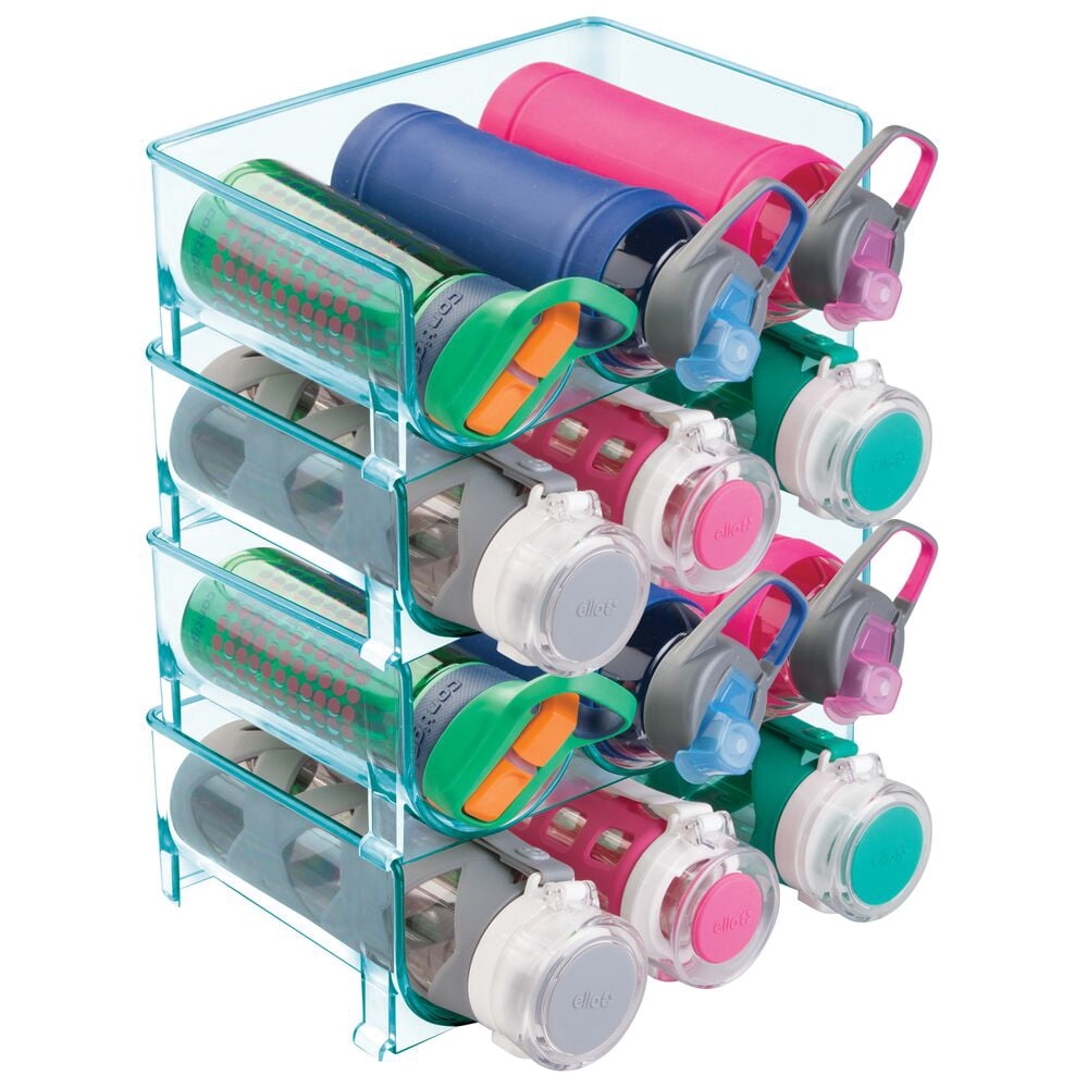 mDesign Plastic Free-Standing Stackable 3 Bottle Storage Rack, 4 Pack ...