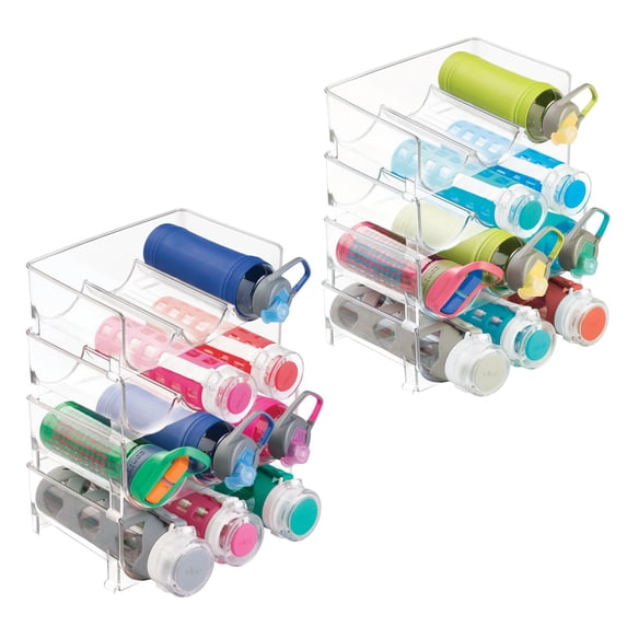 mDesign Plastic Free-Standing Stackable 3 Bottle Storage Rack, 8 Pack ...