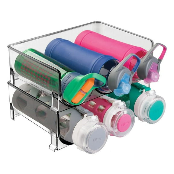 mDesign Plastic Free-Standing Stacking 3 Bottle Storage Rack, 2 Pack, Smoke Tint